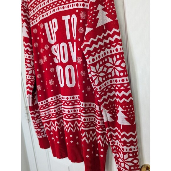 Bioworld Ugly Christmas Sweater UP TO SNOW GOOD Mens 3XLT Red White Fair Isle - Picture 3 of 7